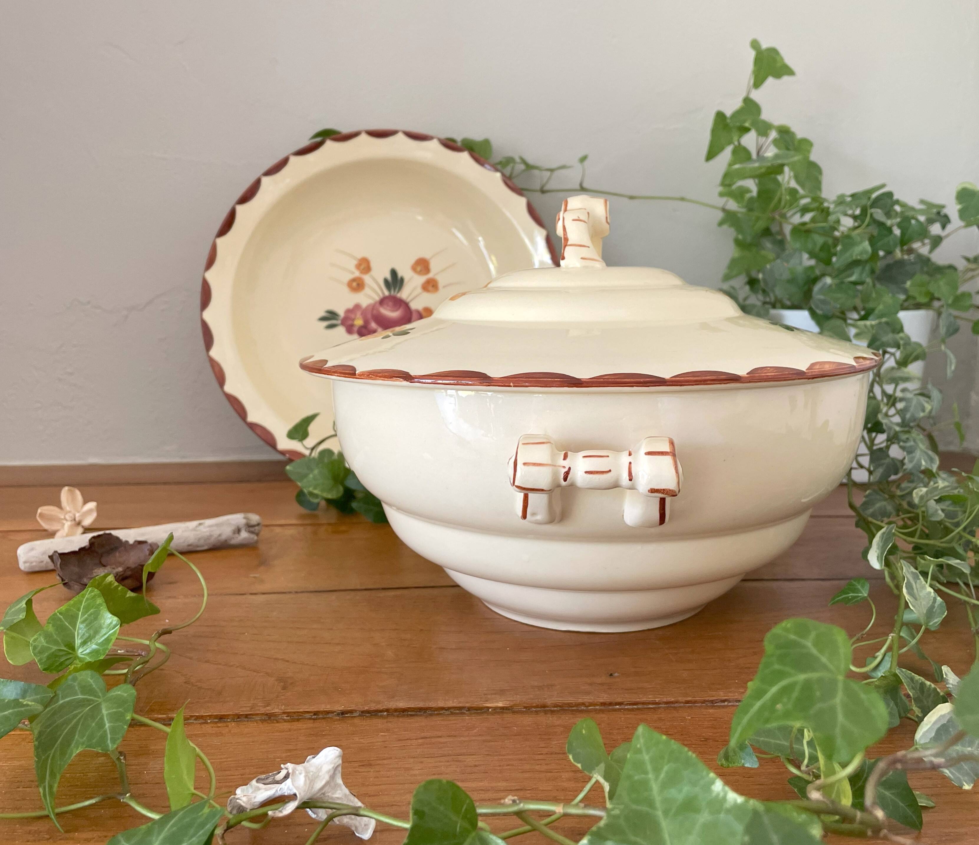 Antique Longchamp earthenware soup tureen