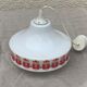Pendant lamp, white opaline globe with a vintage red design floral pattern 1970