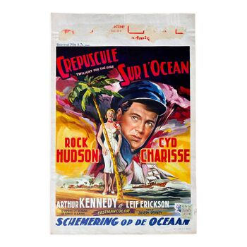Affiche cinéma originale "Crépuscule sur l'océan" Rock Hudson, Cyd Charisse 36x54cm 1958