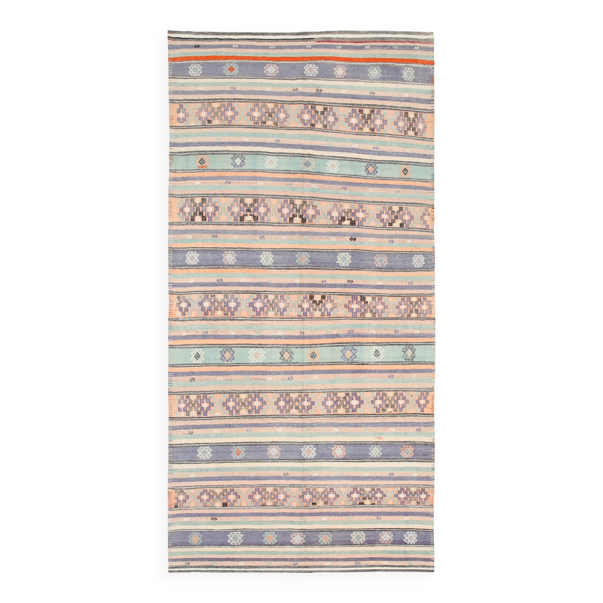 6x12 Pale Orange Green Handmade Vintage Rug, 174x359Cm