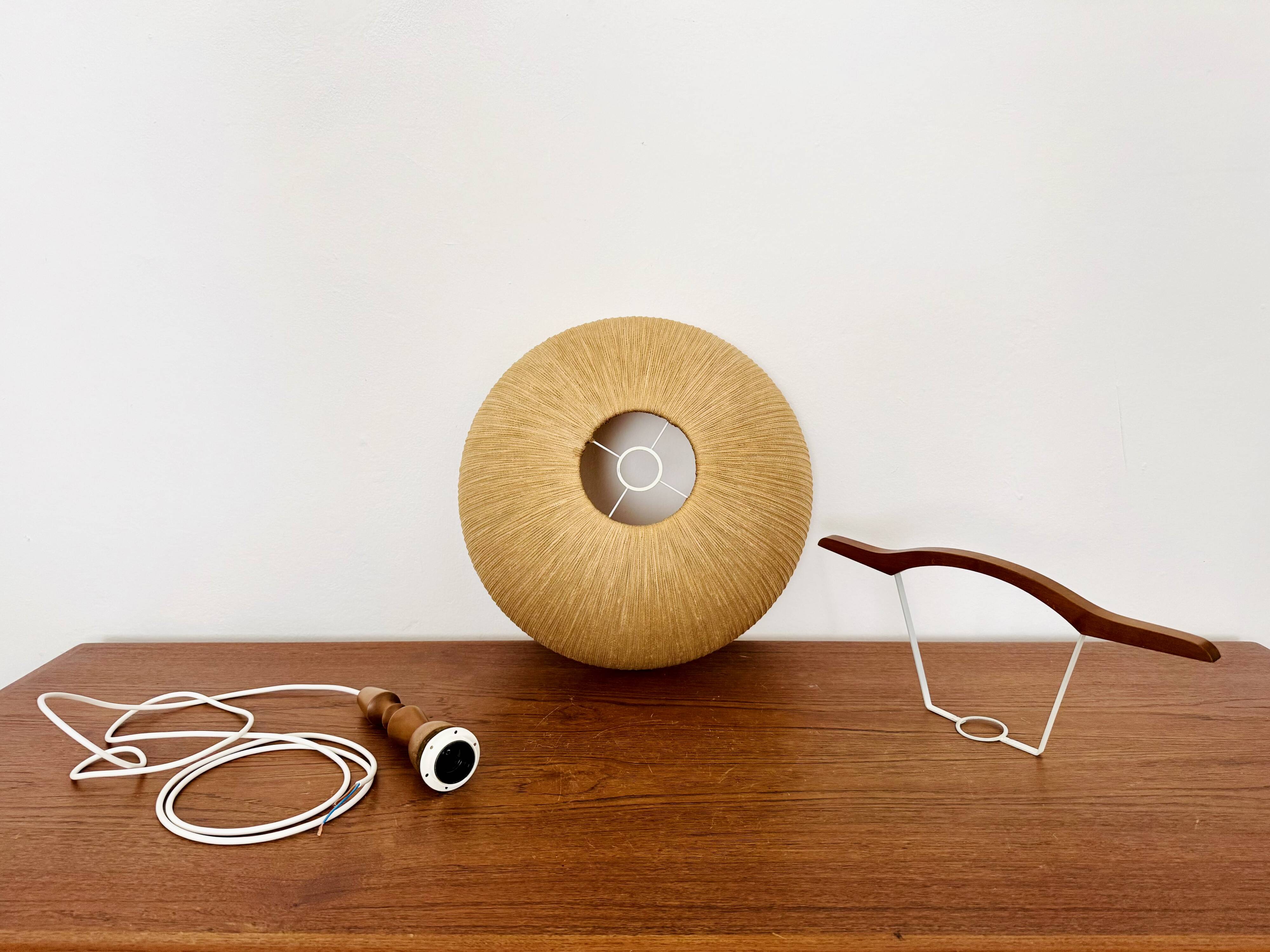 Teakwood and Raffia Bast Pendant Lamp by Temde