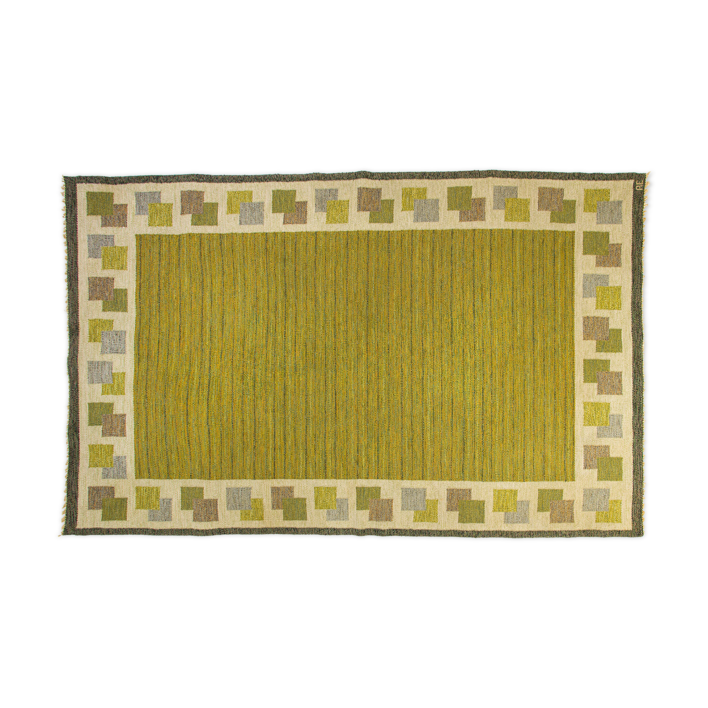 Scandinavian mid-century rug, signed. 300 cm X 195 cm (118.11 x 76.77 in)