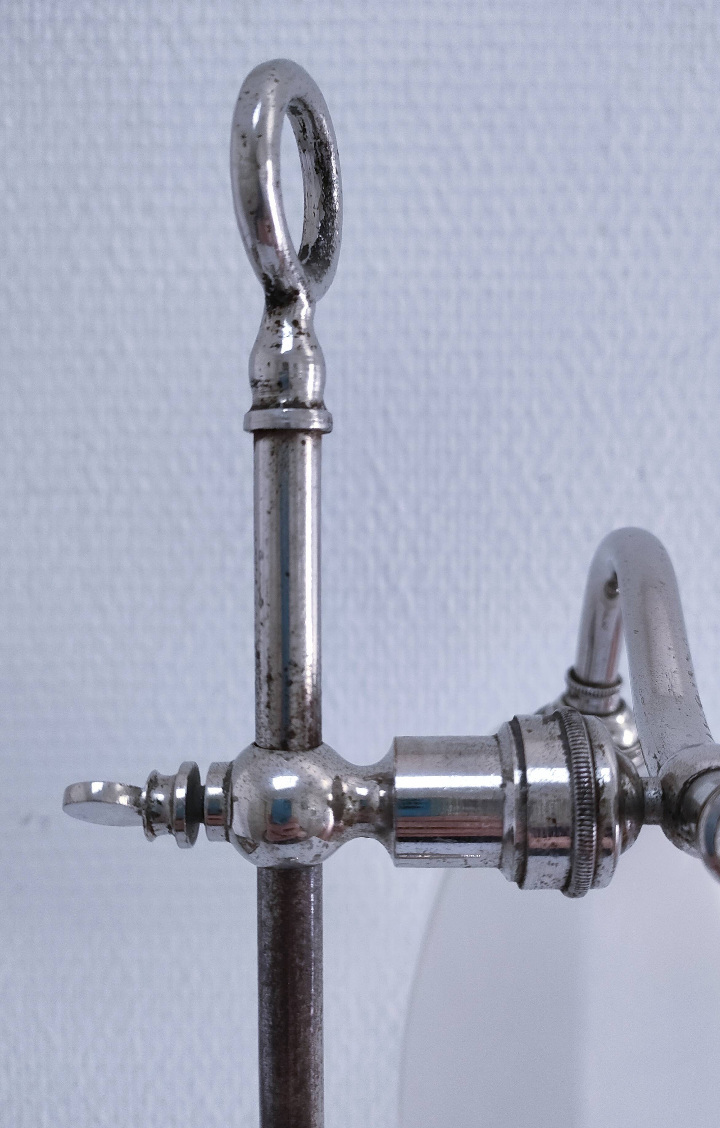 Art Deco lamp with chrome metal and opalescent glass.