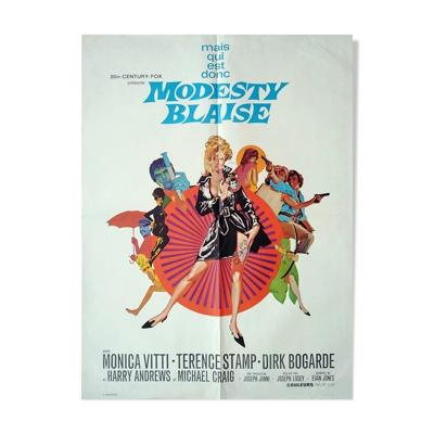 Affiche originale 1966 vintage Modesty Blaise Bob Peak