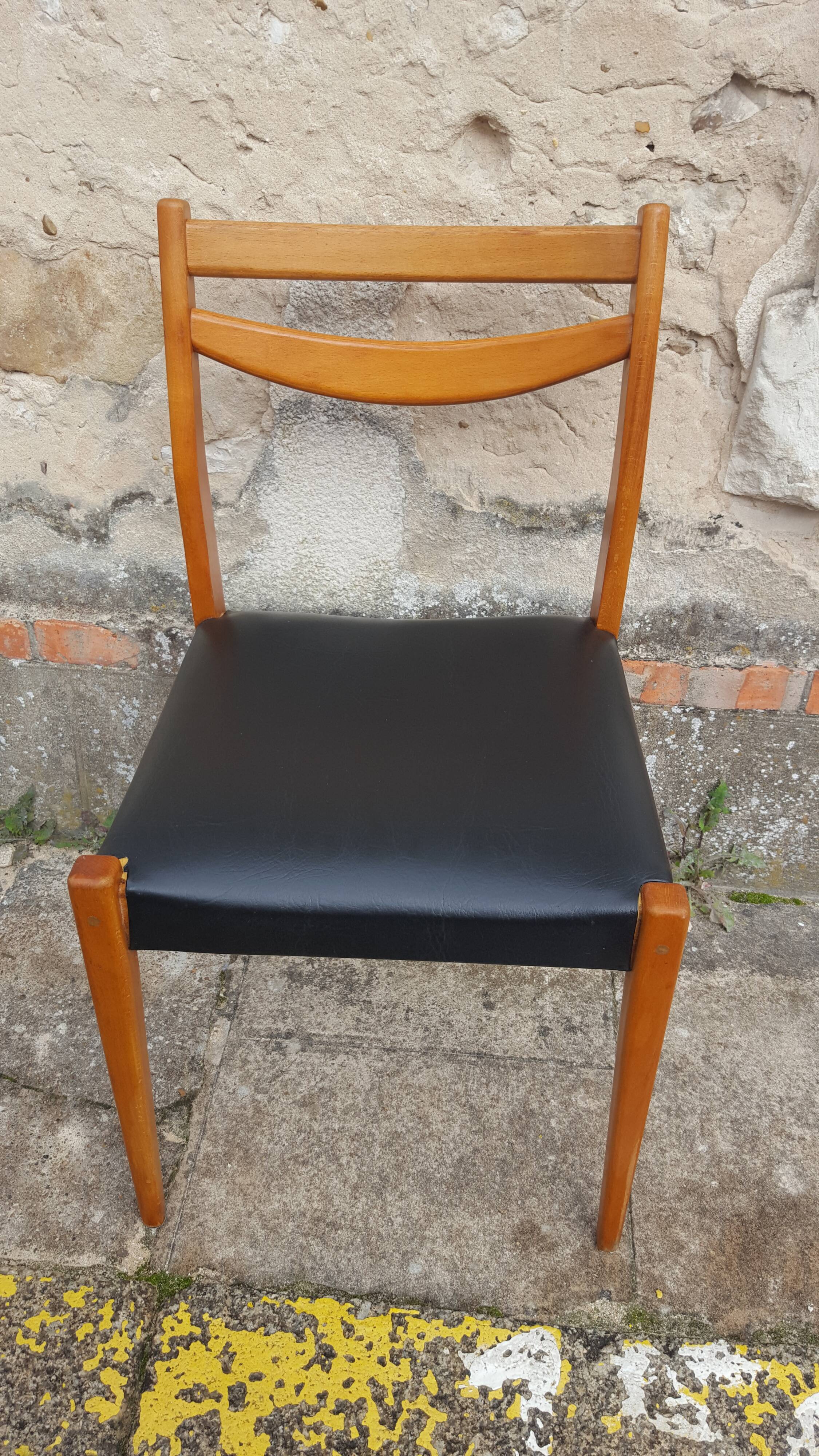 6 scandinavian chairs vintage beech and skai