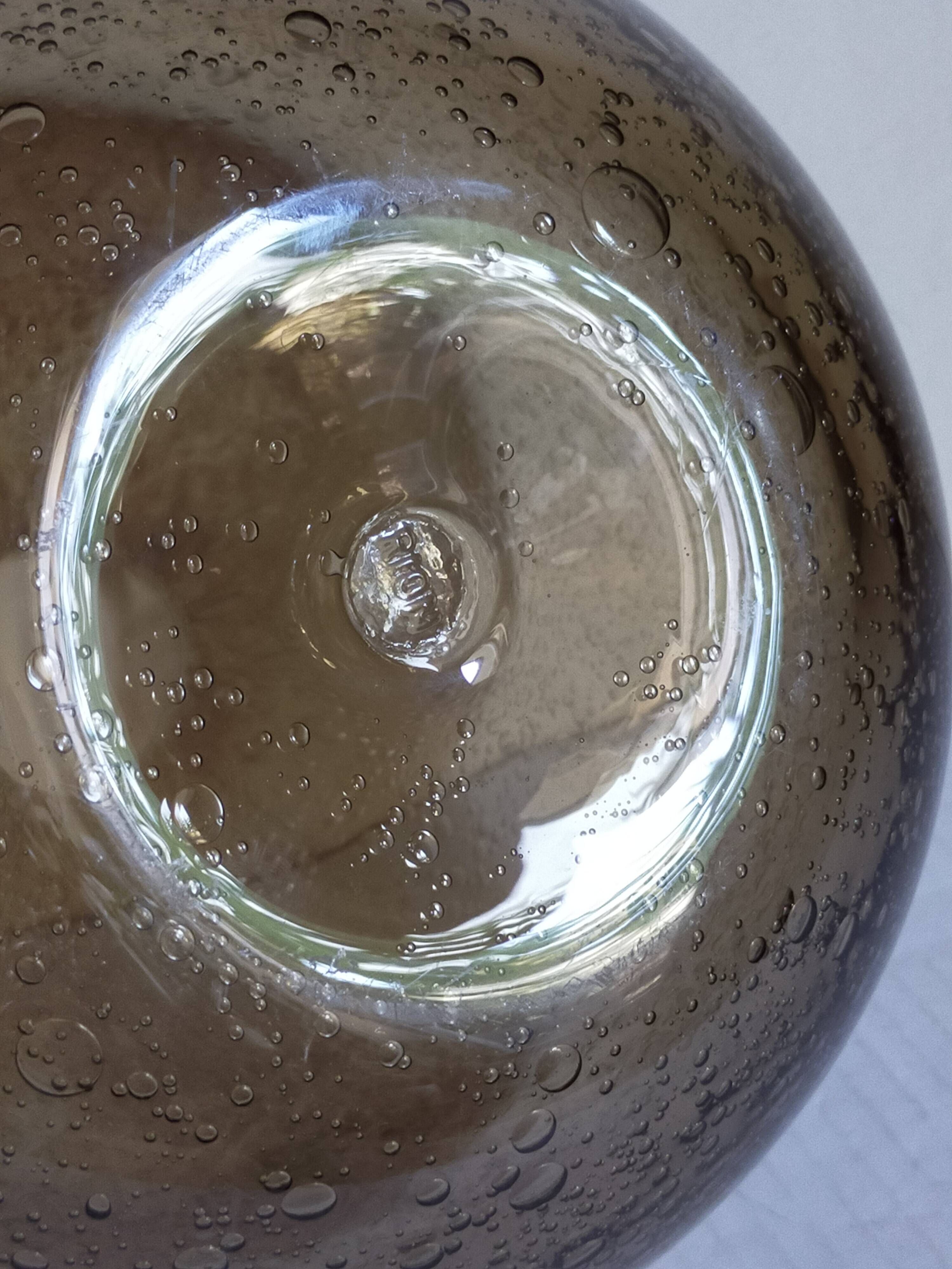 Vintage bubble-blown glass ball vase from riom france