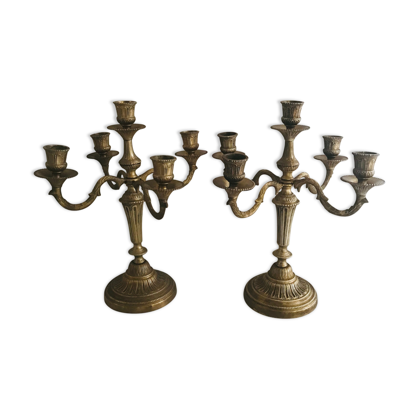 Pair of gilded bronze chandeliers
