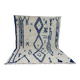 Large Moroccan Berber rug in cream and blue, 344 x 240 cm.
