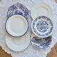 6 mismatched vintage blue and white dinner plates – Earthenware and porcelain
