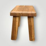 Small brutalist stool in solid oak – 1960s