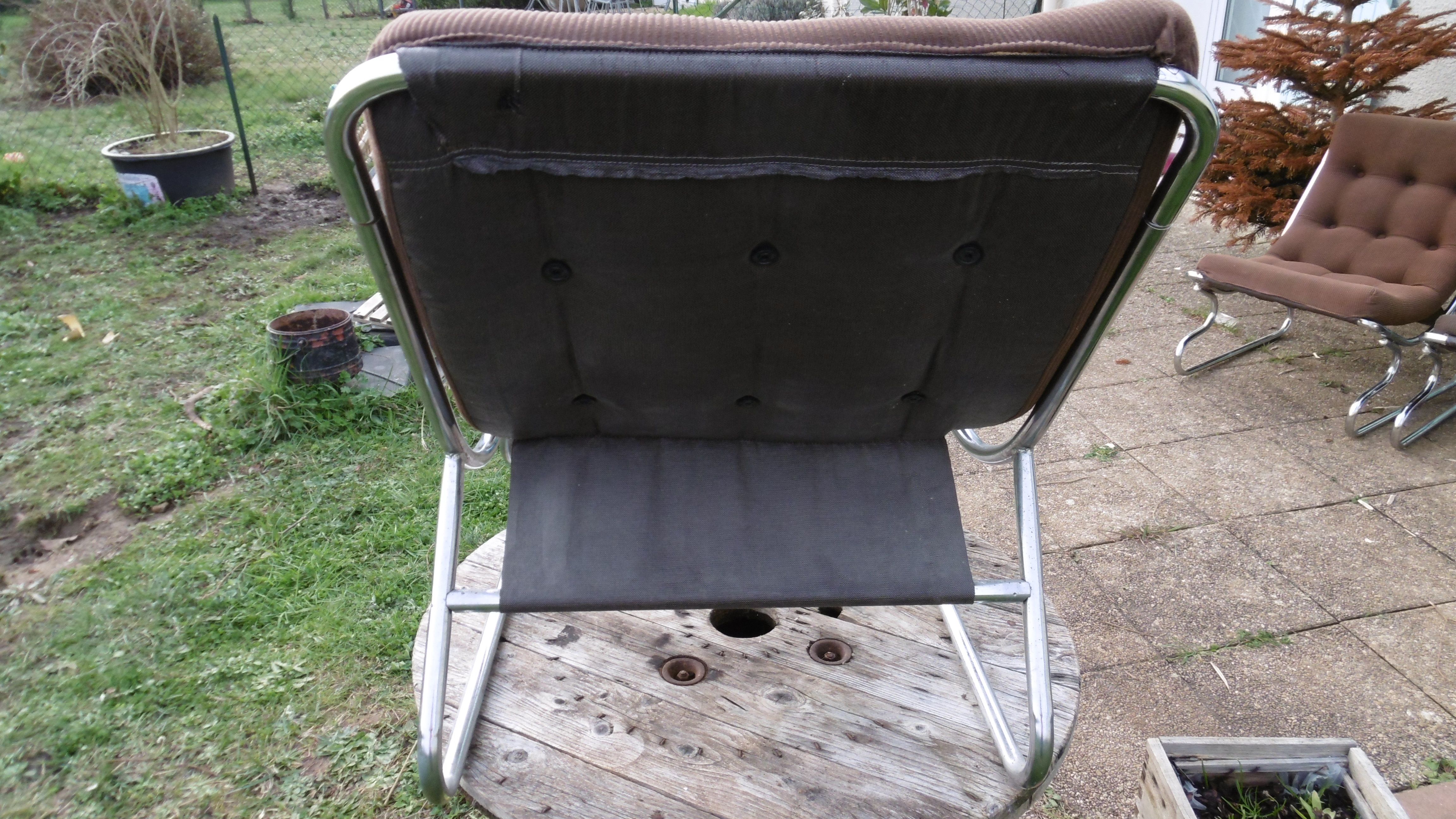 Chair tubular in Brown velvet of the 1970s