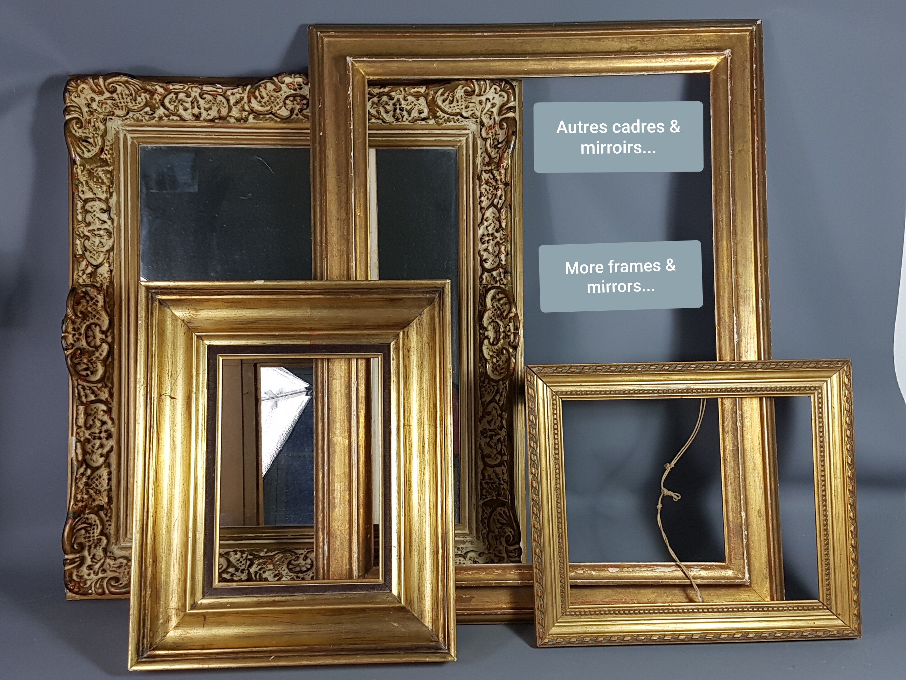 Old frame circa 1900, wood - gilded stucco with leaf - black laqué 53x45 cm leaf 42.5x35 cm SB