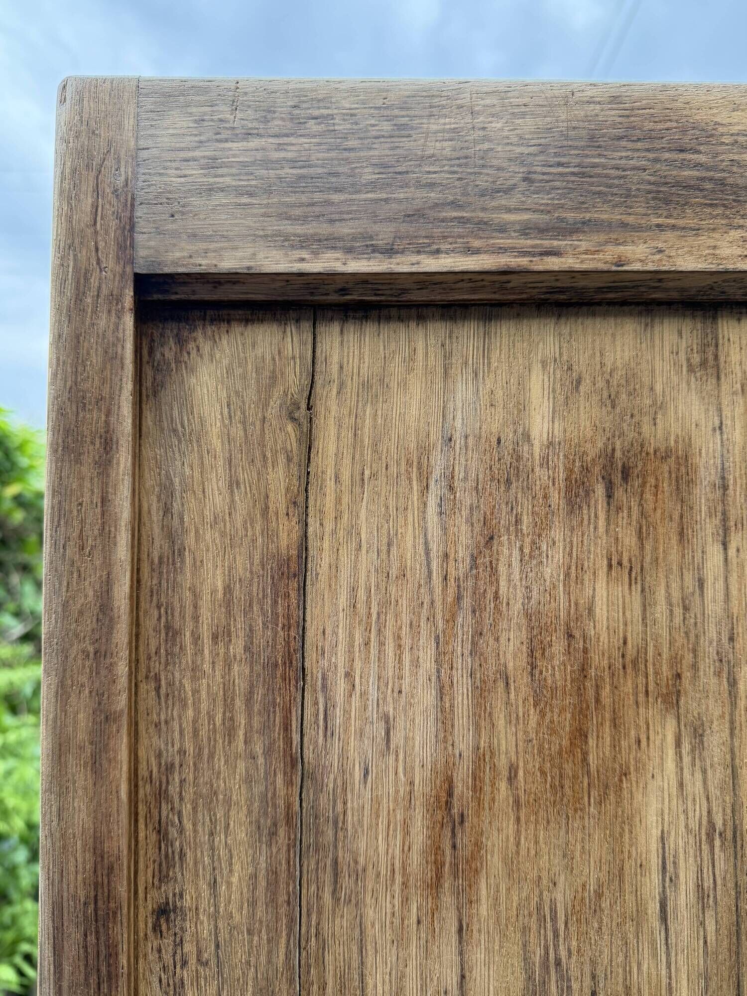 Art Deco bonnetière wardrobe from Paris in raw and solid oak.