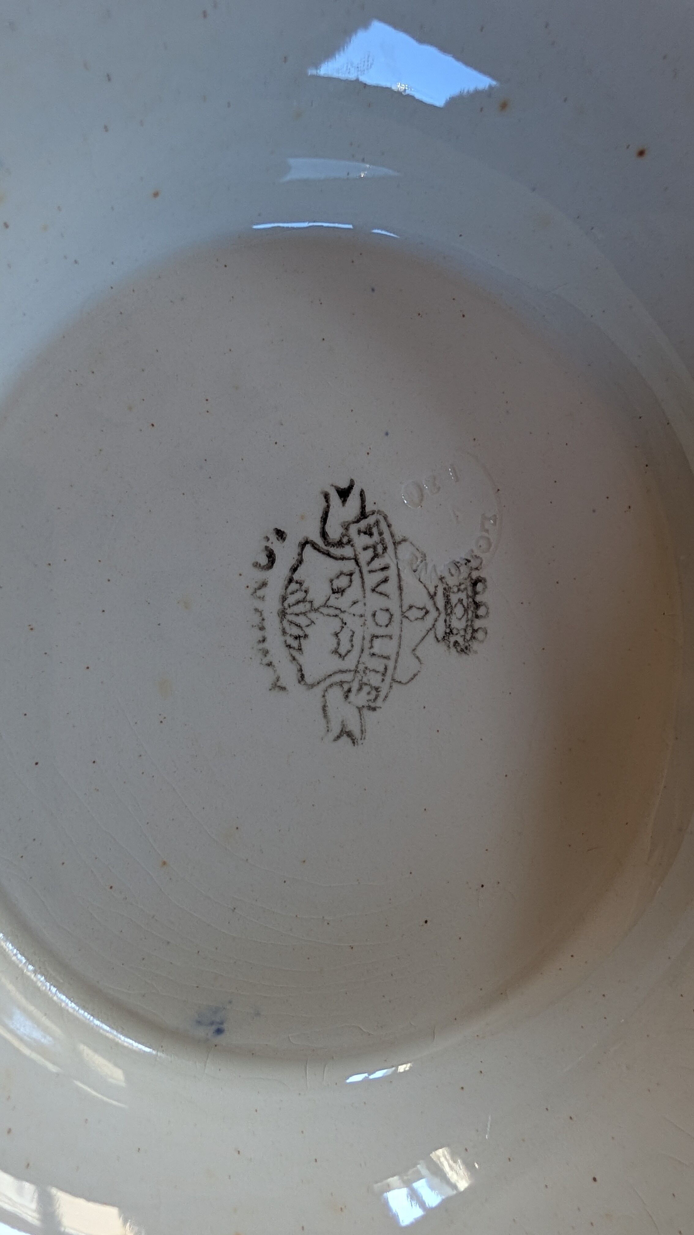 Longwy compote dish “Frivolité” – antique earthenware with geometric decoration