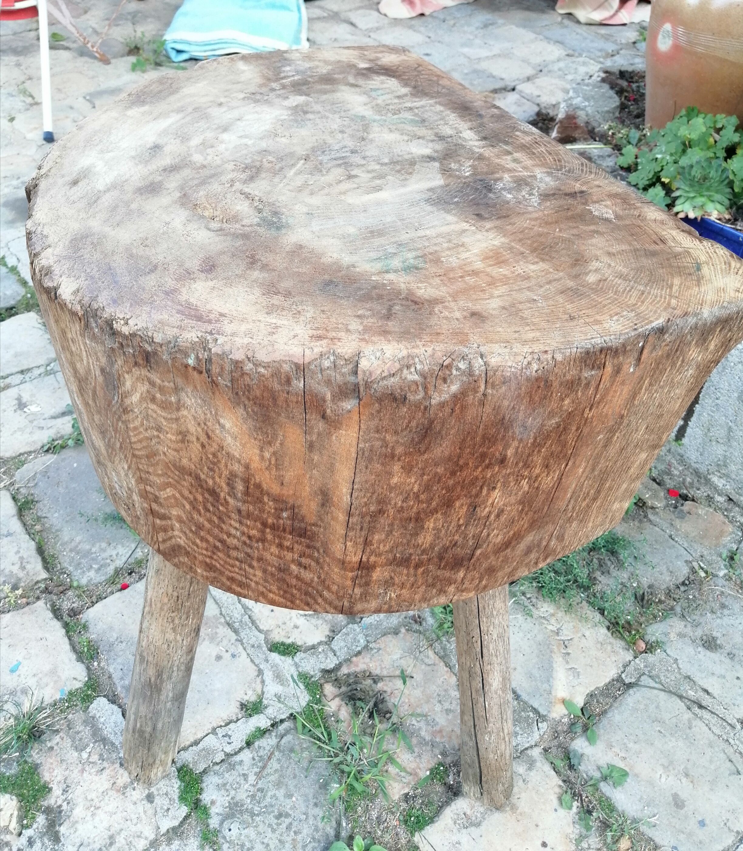 Rustic coffee table old farm log