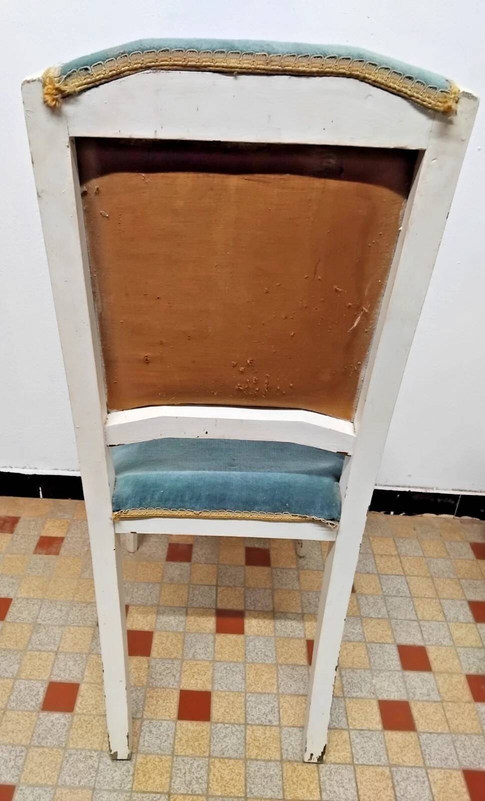 Chaise Style Louis XVI En bois Et Velours Bleu