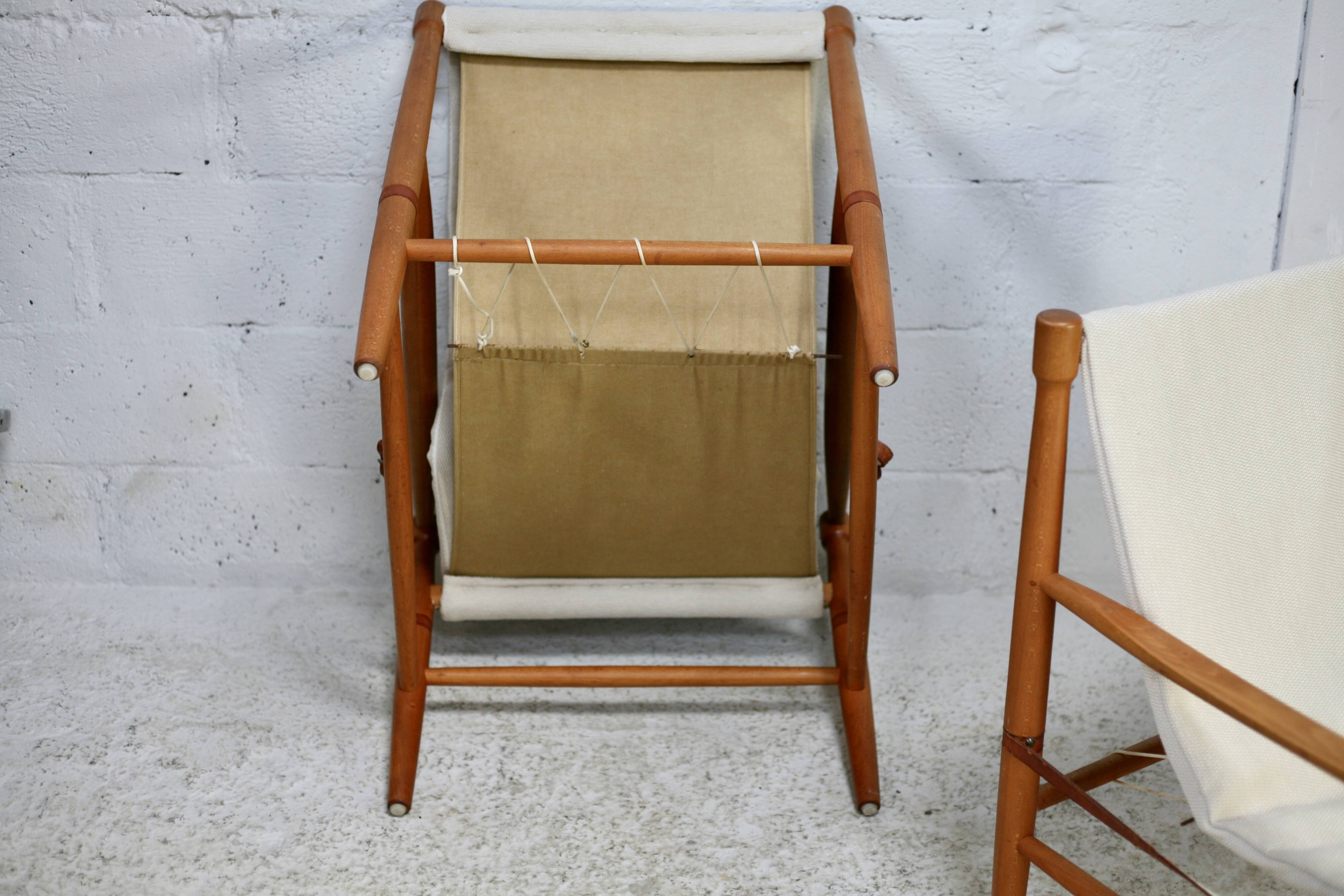 Olav Hodnebo, Suède, Circa 1960: paire de fauteuils scandinaves, toile, bois, corde et cuir.