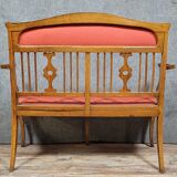 Art Nouveau period bench in light wood and marquetry circa 1900