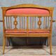 Banquette époque Art Nouveau en bois clair et marquéterie vers 1900