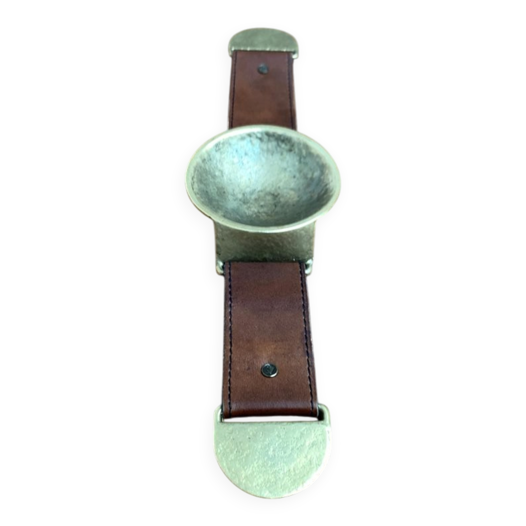 Mid-Century Bronze and Leather Armrest Bowl or Ashtray, 1960s