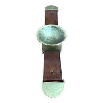 Mid-Century Bronze and Leather Armrest Bowl or Ashtray, 1960s