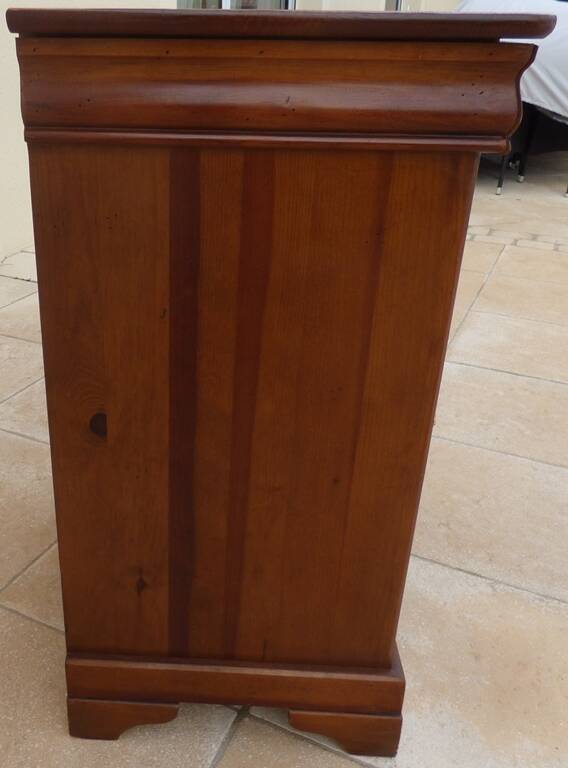 Large jam jar in solid cherry wood with its secret drawer and one door
