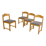 4 Chaises en Orme Vintage 1970 / 1980, 4 sièges en bois massif blond