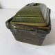 Small terrine in olive green glazed earthenware