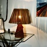 Lampe vintage en jonc tressé et bambou