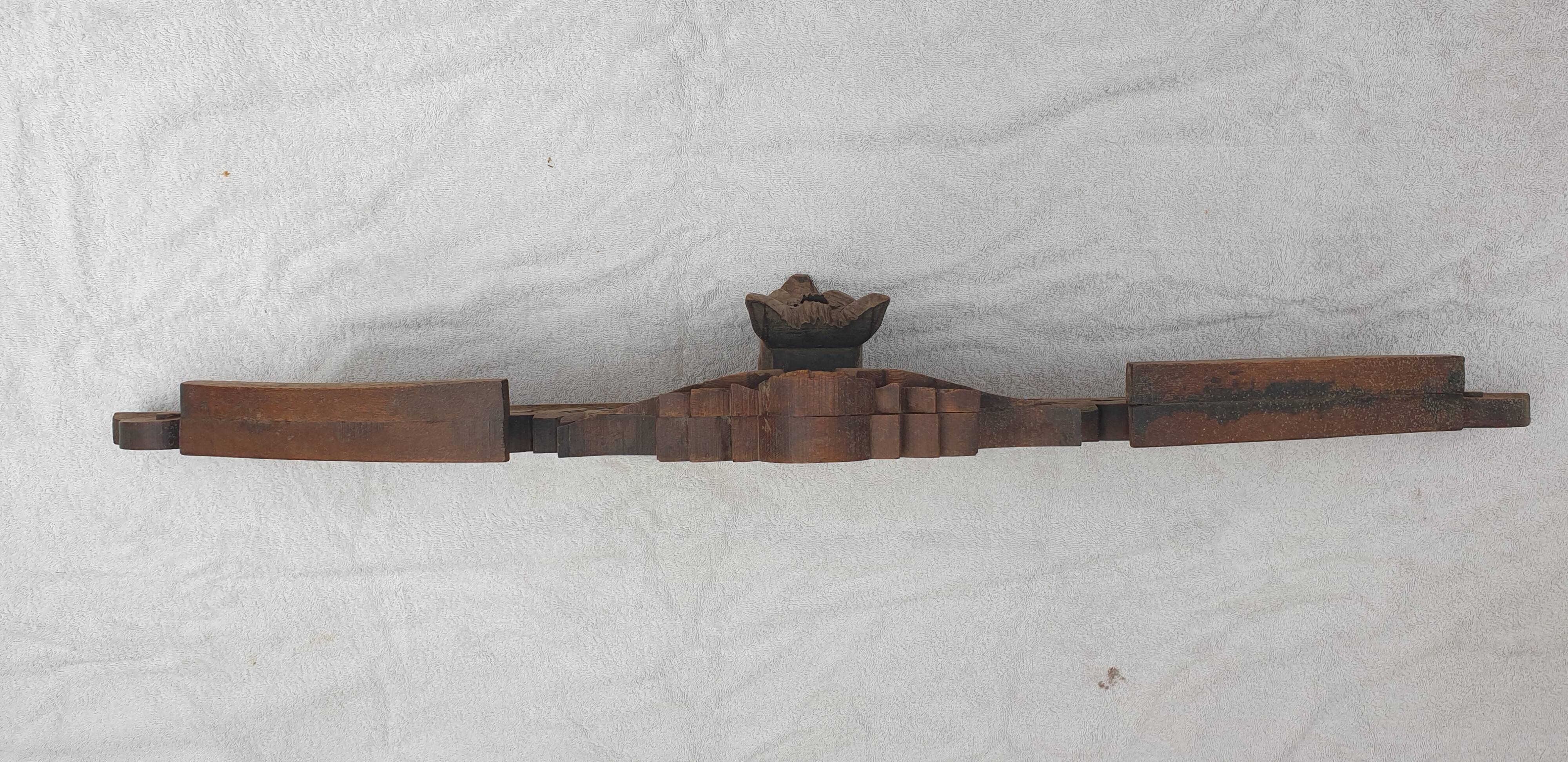 Large natural wood pediment