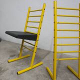 Paire de tabouret de bar italien ajustables jaune laqué et noir