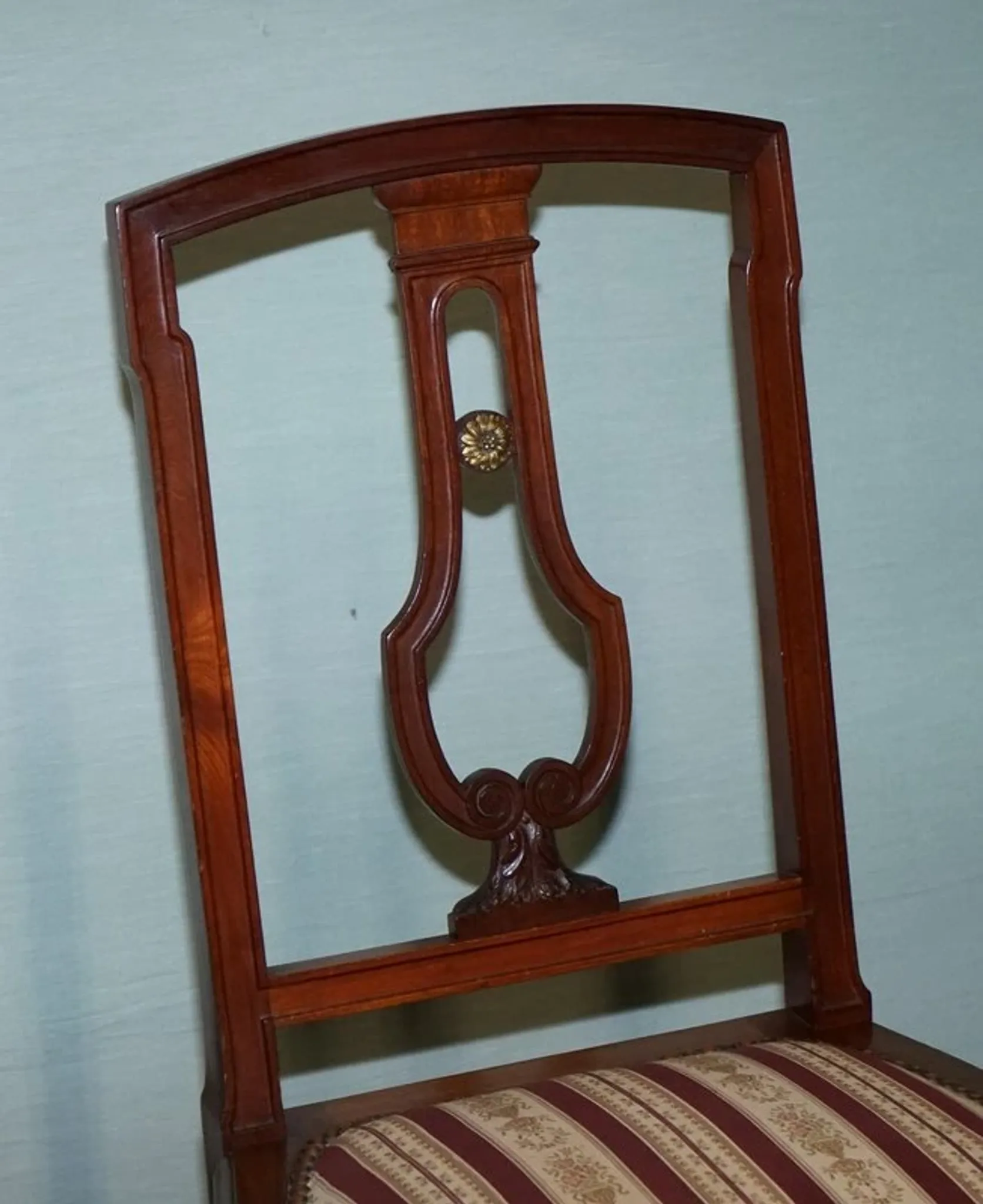 Set of Vintage Wooden Dining Chairs with Carved Details
