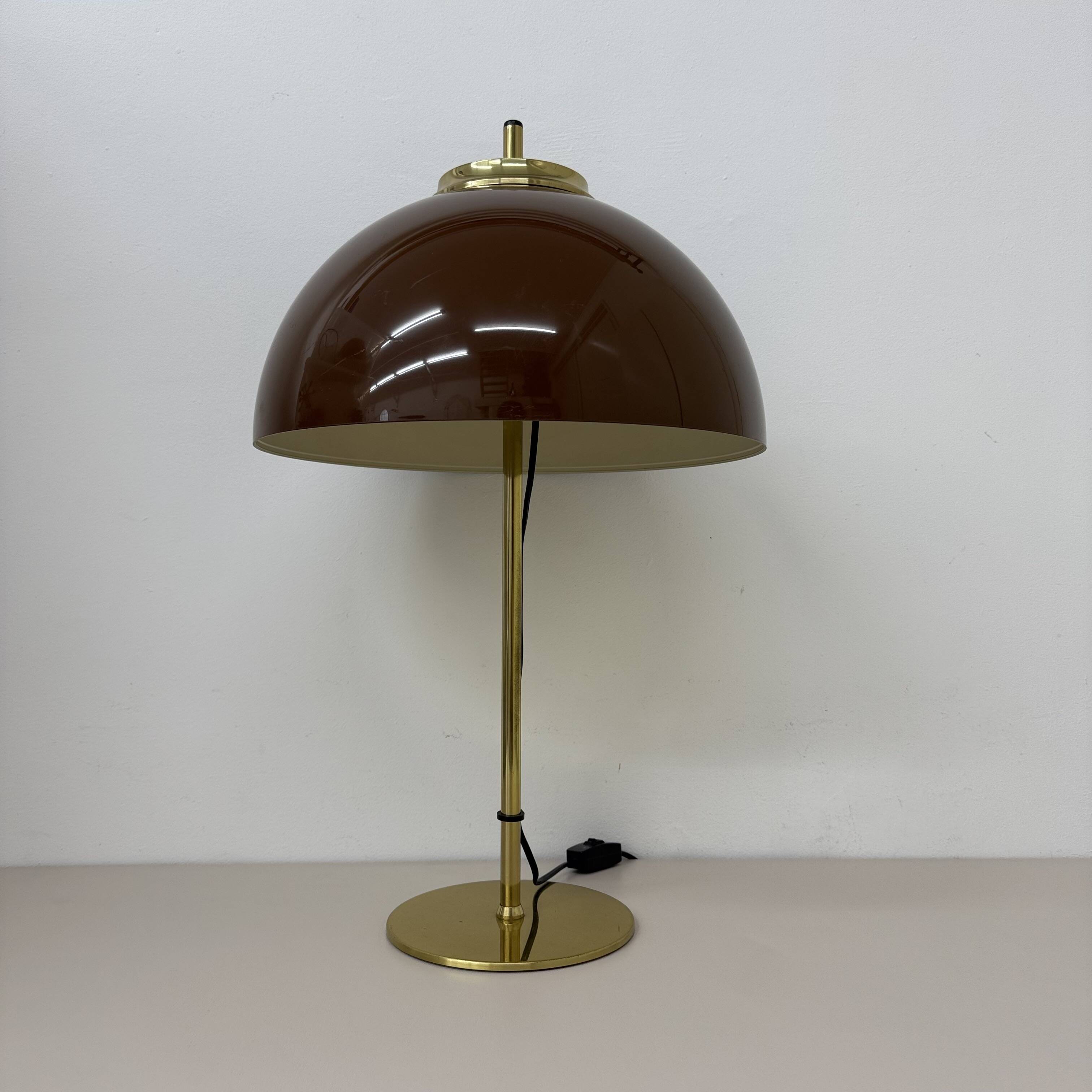 Vintage Mushroom table lamp with gold metal base , 1970s