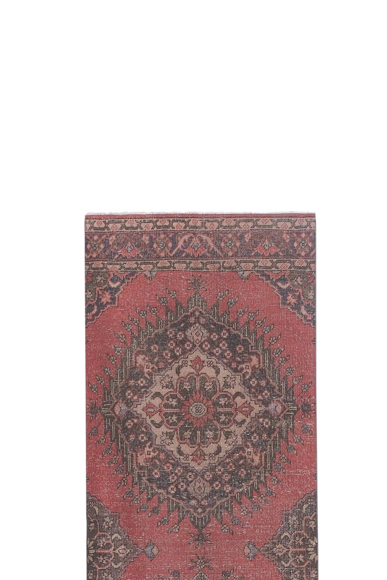 Vintage Turkish hallway rug 101x404 cm