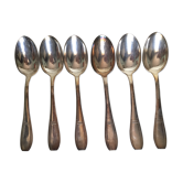 Ensemble de six cuillères à café en métal argenté