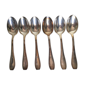 Set of six teaspoons of silver metal