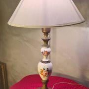 very elegant porcelain and bronze lamp, pull cord switch 50x30 very good e