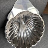 Large shell dish in silver metal Christofle Fleuron