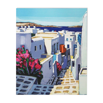 Jean-Claude Quilici: Beauty of Santorini, original signed lithograph