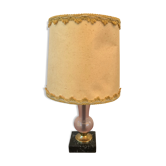 Lampe en verre rose & pied marbre noir