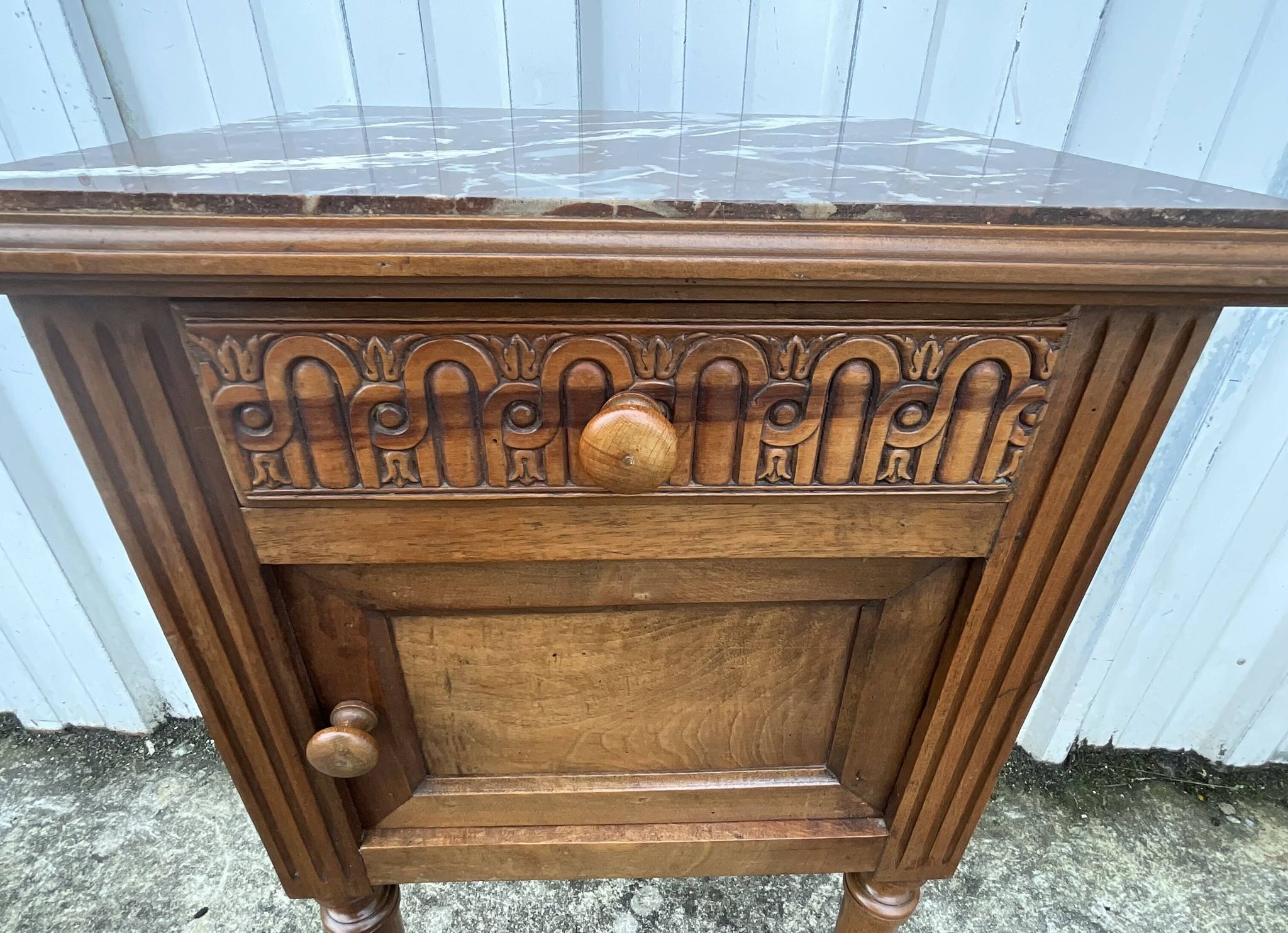 Louis XVI Style Walnut Bedside Table – Early 20th Century