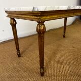 Gilded wood coffee table and marble top Louis XVI style