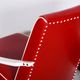 Mid-Century Red Leather and Beech Armchairs, Czechia, 1950s, Set of 2