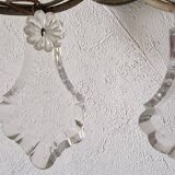 Pair of sconces in patinated metal and crystal tassels