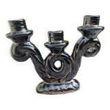 Iridescent black ceramic candle holder