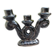 Iridescent black ceramic candle holder