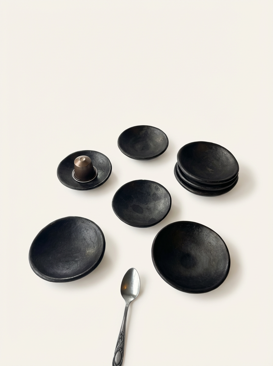 Two smoked terracotta bowls—for mezze, spices, or Kanah sauces.