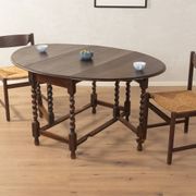 Table à rabats antique des années 1920, en chêne massif