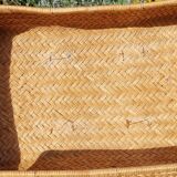 Early 20th century woven rattan straw suitcase