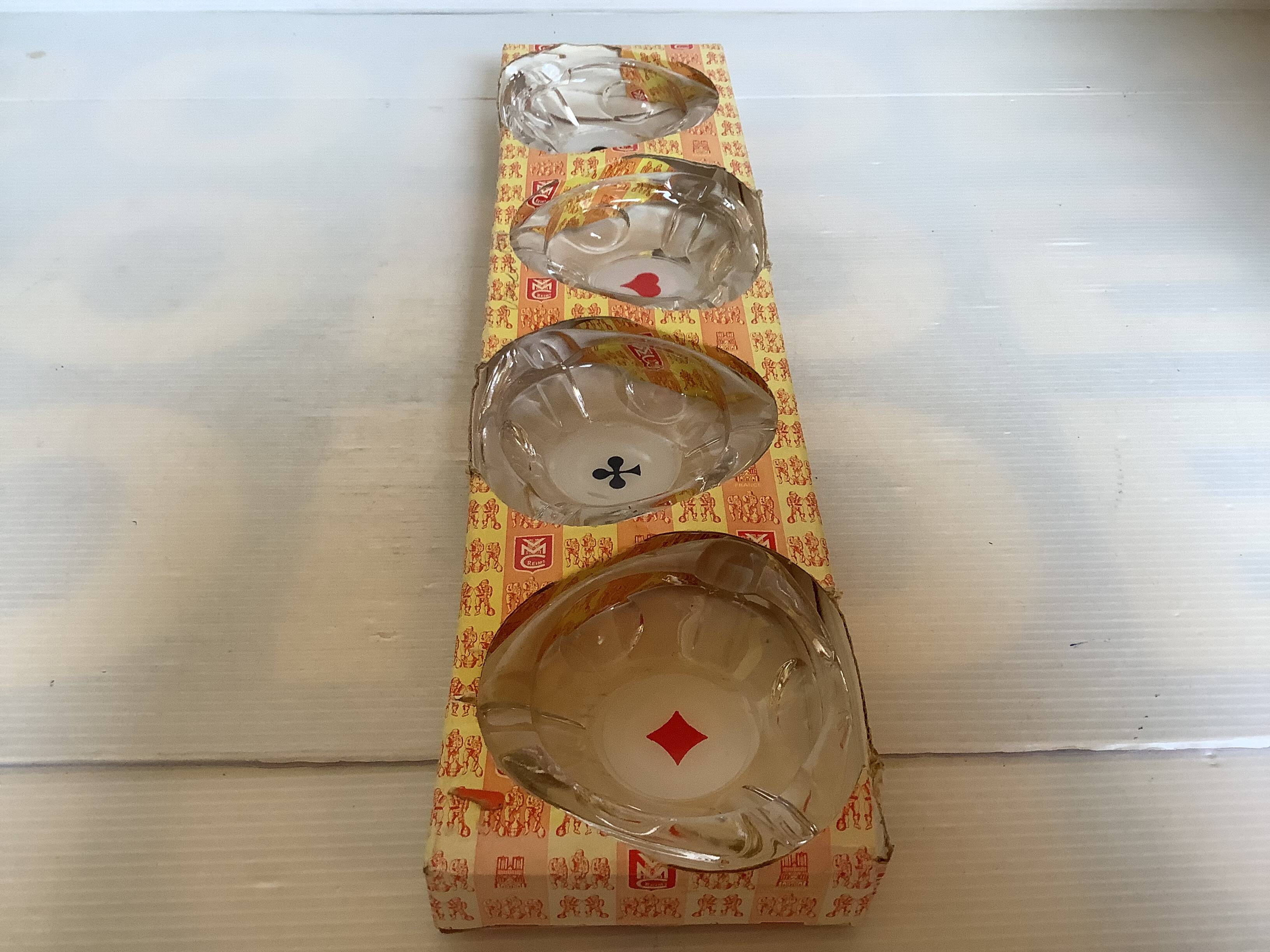Four ashtrays Reims playing cards spade diamond club heart